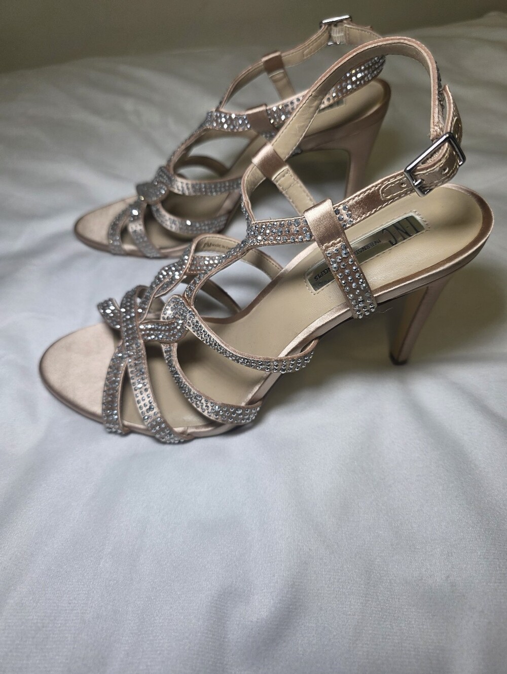 I.N.C Embellished Rose Gold Strappy High Heel Sandals- Size 8